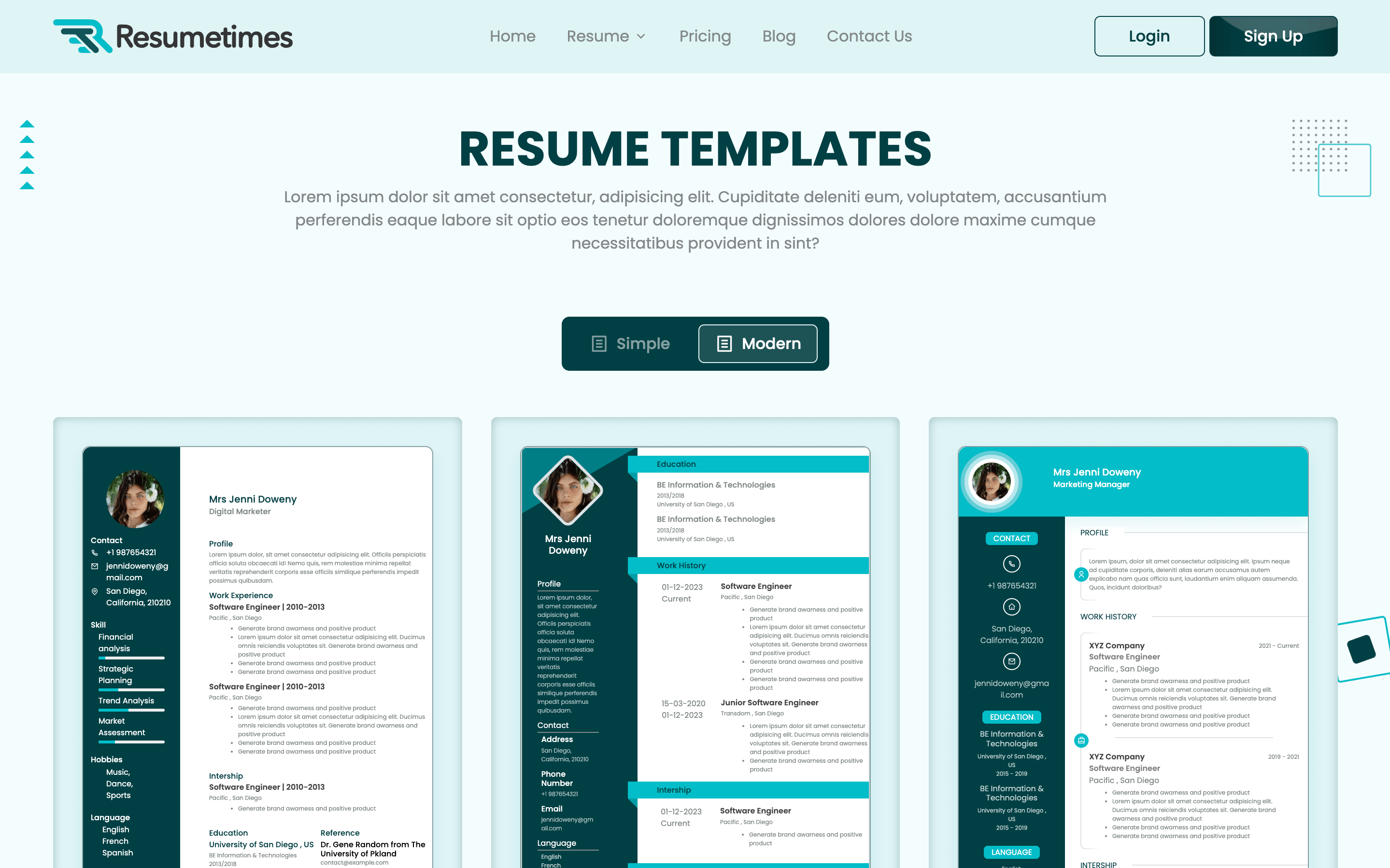 Resumetimes: Template Overview