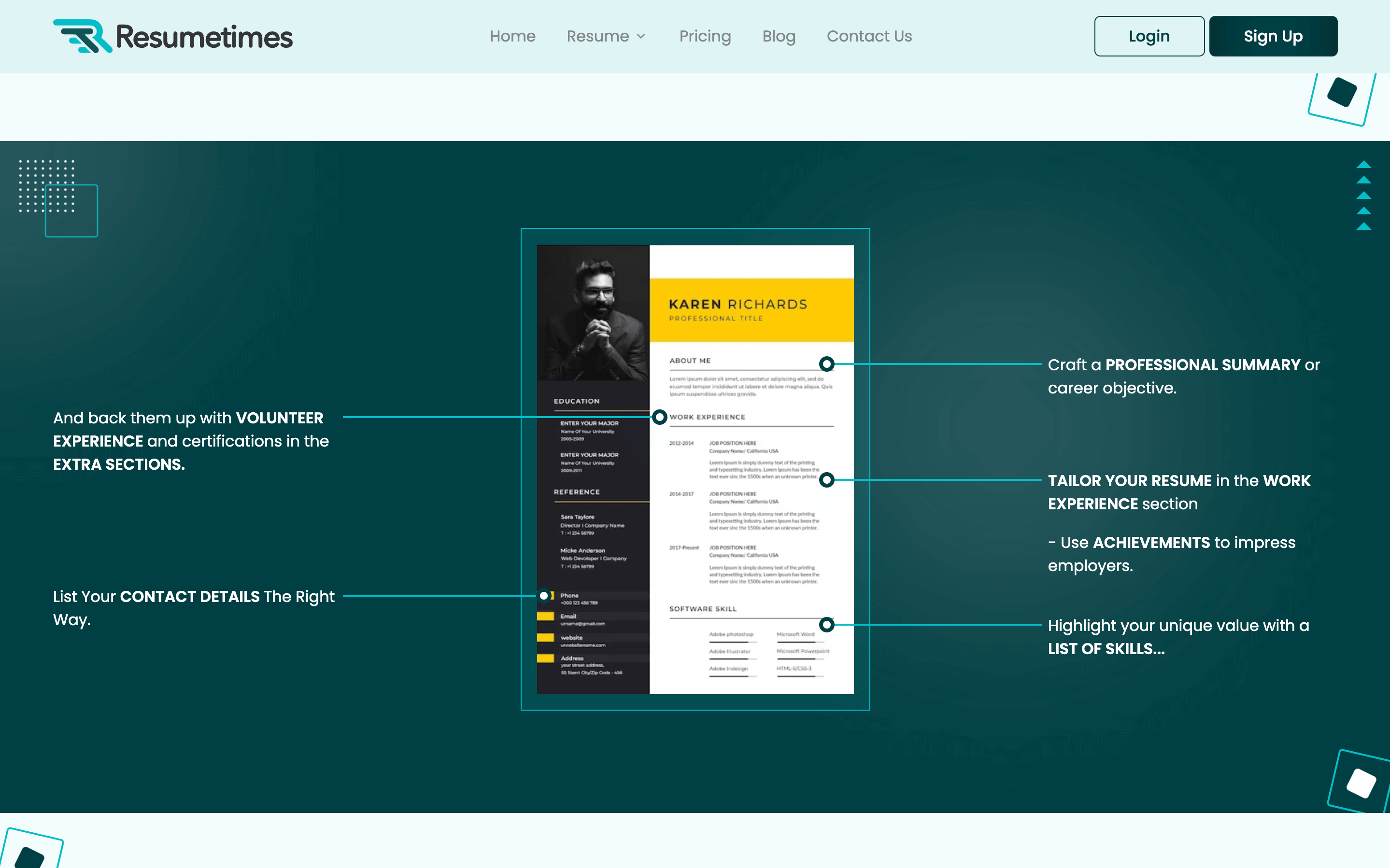 Resumetimes: Resume Template Details